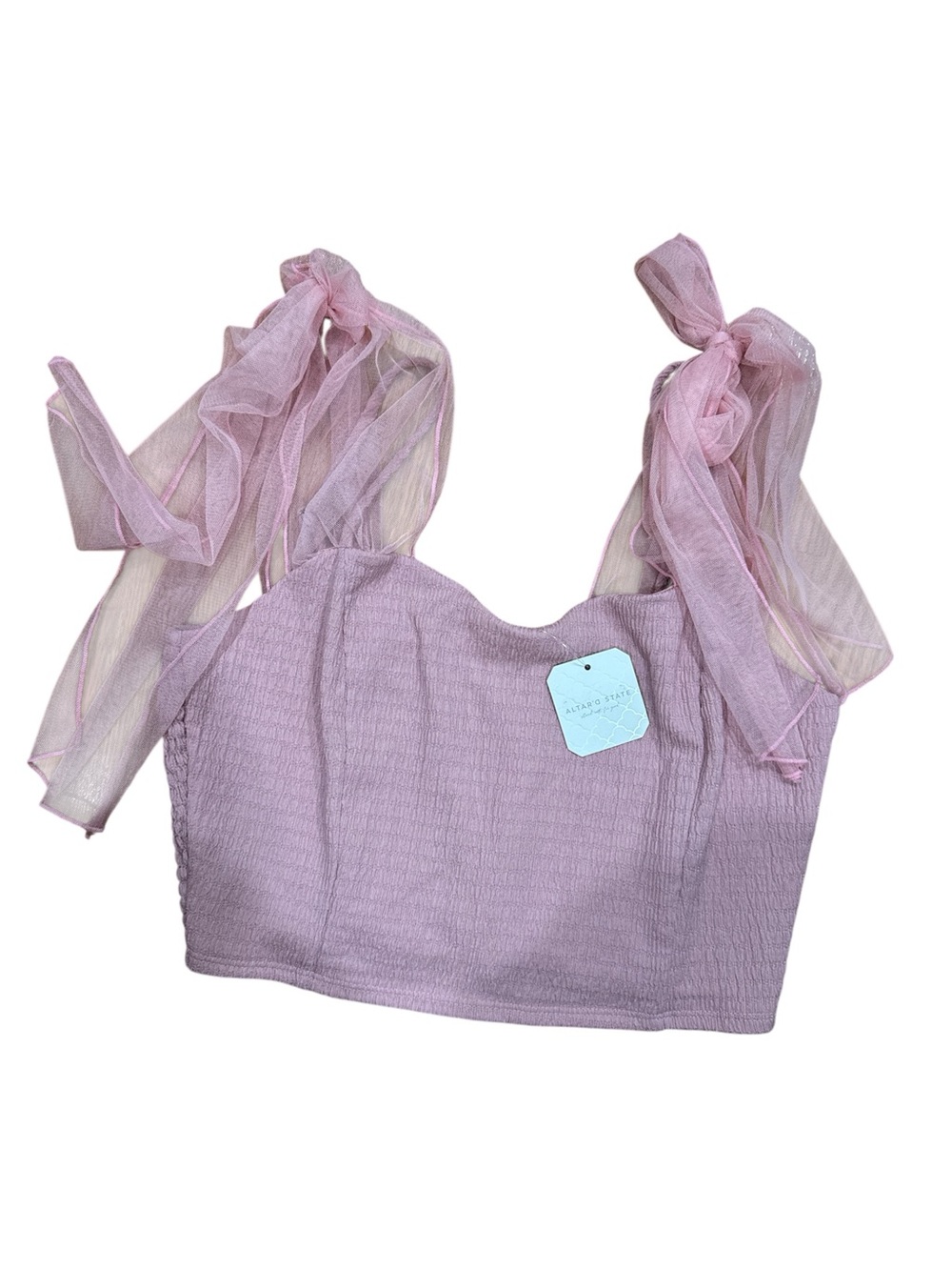 Altar'd State Blush Pink Textured Tie-Strap Top